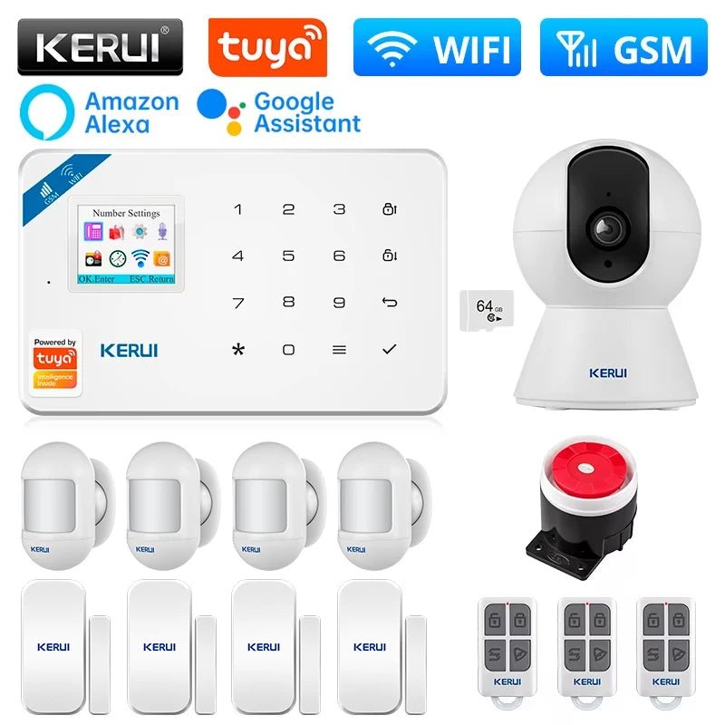 KERUI W181 Kit de système d'alarme WIFI GSM avec capteur de porte/fenêtre pour la sécurité à domicile Support Alexa Tuya application intelligente télécommande - FATAONKERUI W181 Kit de système d'alarme WIFI GSM avec capteur de porte/fenêtre pour la sécurité à domicile Support Alexa Tuya application intelligente télécommandeSolutions MaisonFATAON