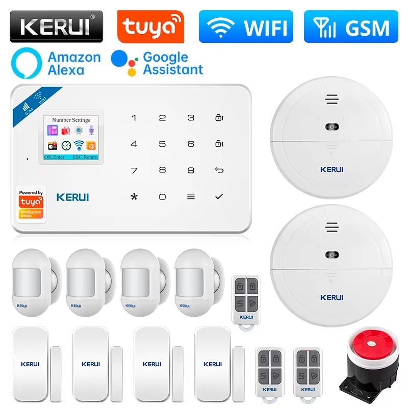 KERUI W181 Kit de système d'alarme WIFI GSM avec capteur de porte/fenêtre pour la sécurité à domicile Support Alexa Tuya application intelligente télécommande - FATAONKERUI W181 Kit de système d'alarme WIFI GSM avec capteur de porte/fenêtre pour la sécurité à domicile Support Alexa Tuya application intelligente télécommandeSolutions MaisonFATAON