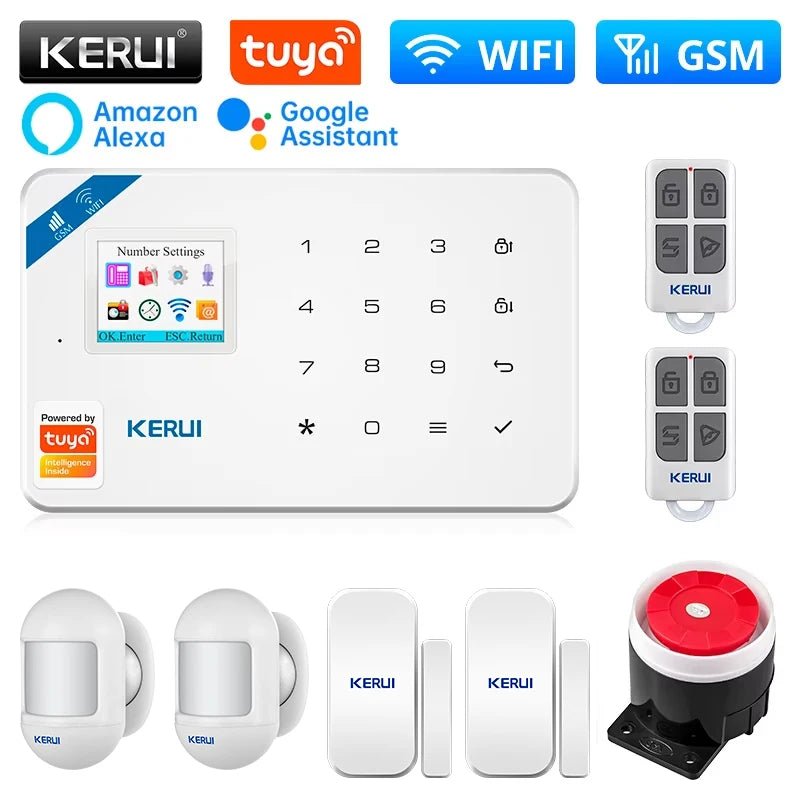 KERUI W181 Kit de système d'alarme WIFI GSM avec capteur de porte/fenêtre pour la sécurité à domicile Support Alexa Tuya application intelligente télécommande - FATAONKERUI W181 Kit de système d'alarme WIFI GSM avec capteur de porte/fenêtre pour la sécurité à domicile Support Alexa Tuya application intelligente télécommandeSolutions MaisonFATAON