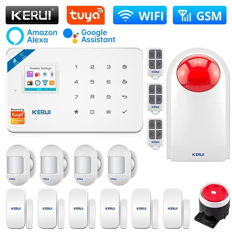 KERUI W181 Kit de système d'alarme WIFI GSM avec capteur de porte/fenêtre pour la sécurité à domicile Support Alexa Tuya application intelligente télécommande - FATAONKERUI W181 Kit de système d'alarme WIFI GSM avec capteur de porte/fenêtre pour la sécurité à domicile Support Alexa Tuya application intelligente télécommandeSolutions MaisonFATAON
