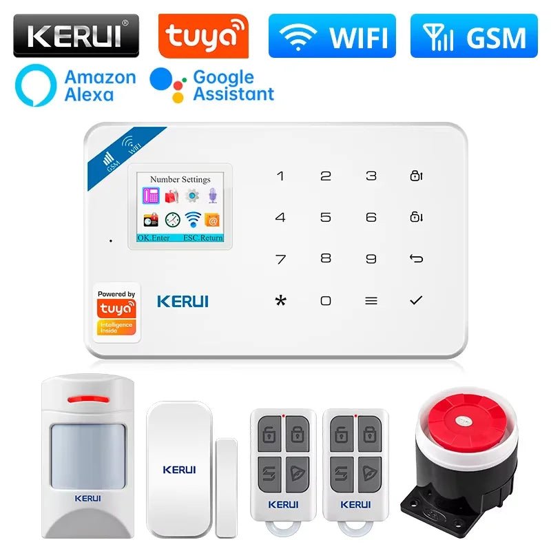 KERUI W181 Kit de système d'alarme WIFI GSM avec capteur de porte/fenêtre pour la sécurité à domicile Support Alexa Tuya application intelligente télécommande - FATAONKERUI W181 Kit de système d'alarme WIFI GSM avec capteur de porte/fenêtre pour la sécurité à domicile Support Alexa Tuya application intelligente télécommandeSolutions MaisonFATAON