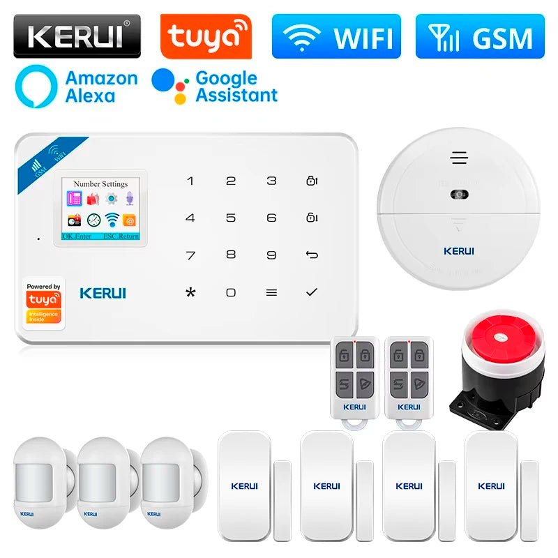 KERUI W181 Kit de système d'alarme WIFI GSM avec capteur de porte/fenêtre pour la sécurité à domicile Support Alexa Tuya application intelligente télécommande - FATAONKERUI W181 Kit de système d'alarme WIFI GSM avec capteur de porte/fenêtre pour la sécurité à domicile Support Alexa Tuya application intelligente télécommandeSolutions MaisonFATAON