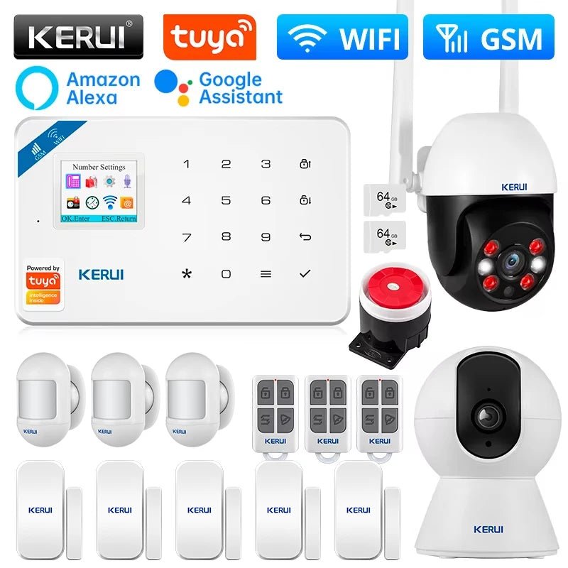 KERUI W181 Kit de système d'alarme WIFI GSM avec capteur de porte/fenêtre pour la sécurité à domicile Support Alexa Tuya application intelligente télécommande - FATAONKERUI W181 Kit de système d'alarme WIFI GSM avec capteur de porte/fenêtre pour la sécurité à domicile Support Alexa Tuya application intelligente télécommandeSolutions MaisonFATAON