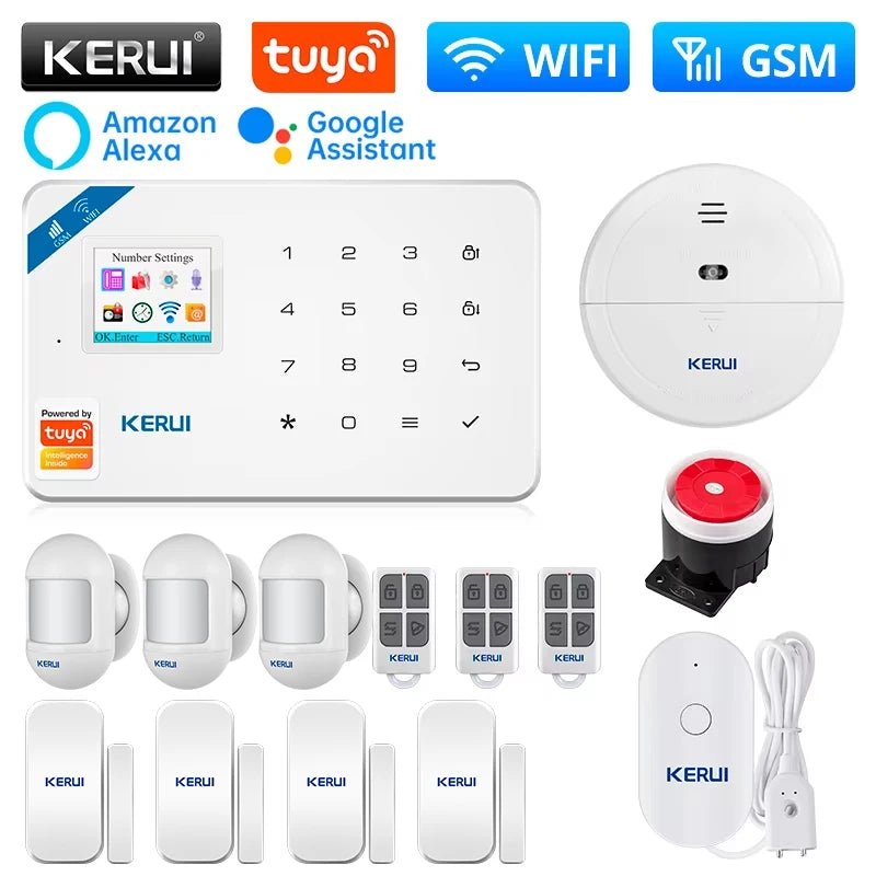 KERUI W181 Kit de système d'alarme WIFI GSM avec capteur de porte/fenêtre pour la sécurité à domicile Support Alexa Tuya application intelligente télécommande - FATAONKERUI W181 Kit de système d'alarme WIFI GSM avec capteur de porte/fenêtre pour la sécurité à domicile Support Alexa Tuya application intelligente télécommandeSolutions MaisonFATAON
