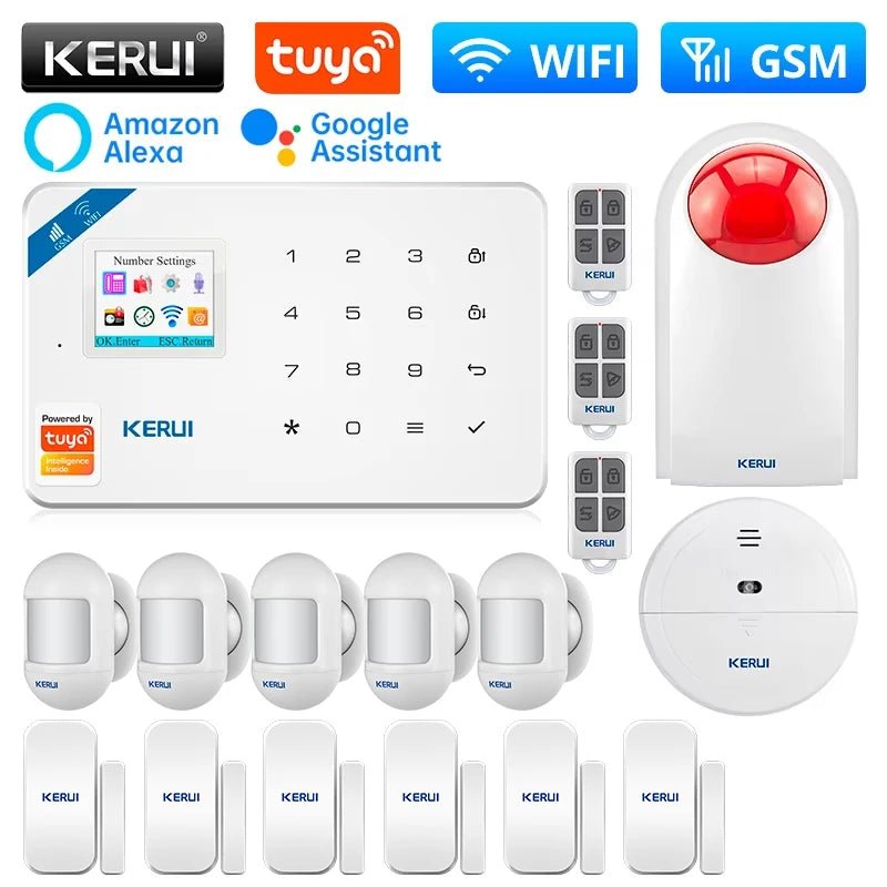 KERUI W181 Kit de système d'alarme WIFI GSM avec capteur de porte/fenêtre pour la sécurité à domicile Support Alexa Tuya application intelligente télécommande - FATAONKERUI W181 Kit de système d'alarme WIFI GSM avec capteur de porte/fenêtre pour la sécurité à domicile Support Alexa Tuya application intelligente télécommandeSolutions MaisonFATAON