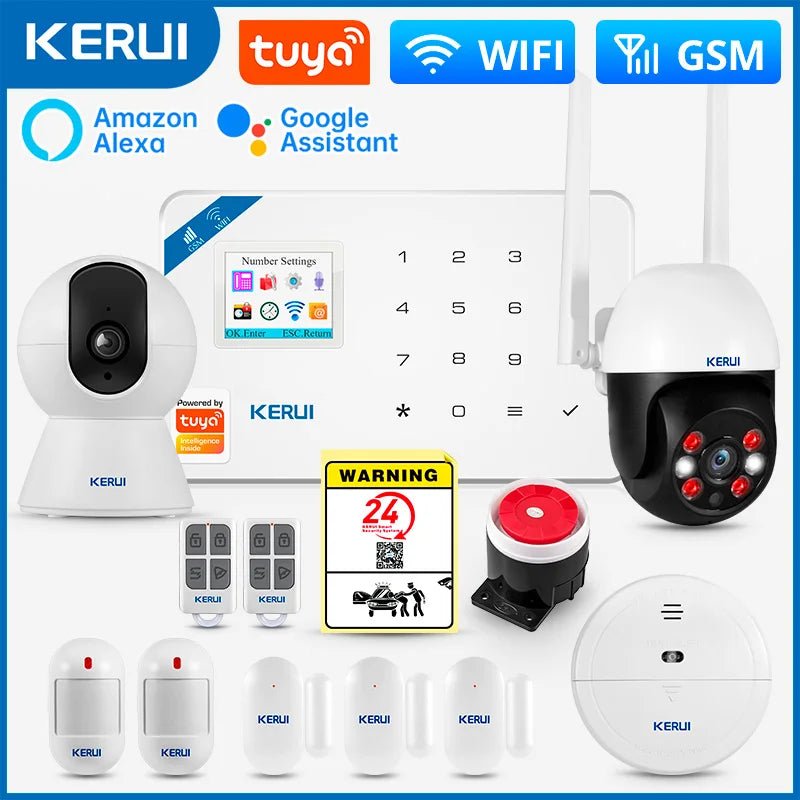 KERUI W181 système d'alarme sécurité maison WIFI GSM alarme Tuya détecteur de mouvement intelligent capteur de porte anti-cambriolage caméra IP travail Alexa Google - FATAONKERUI W181 système d'alarme sécurité maison WIFI GSM alarme Tuya détecteur de mouvement intelligent capteur de porte anti-cambriolage caméra IP travail Alexa GoogleSolutions MaisonFATAON