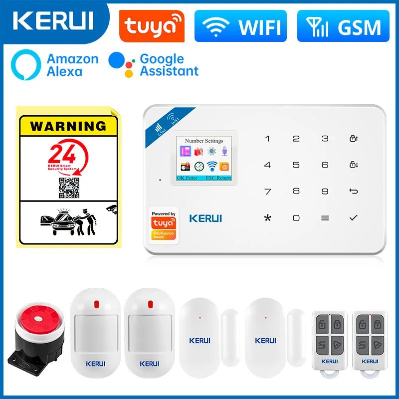 KERUI W181 système d'alarme sécurité maison WIFI GSM alarme Tuya détecteur de mouvement intelligent capteur de porte anti-cambriolage caméra IP travail Alexa Google - FATAONKERUI W181 système d'alarme sécurité maison WIFI GSM alarme Tuya détecteur de mouvement intelligent capteur de porte anti-cambriolage caméra IP travail Alexa GoogleSolutions MaisonFATAON