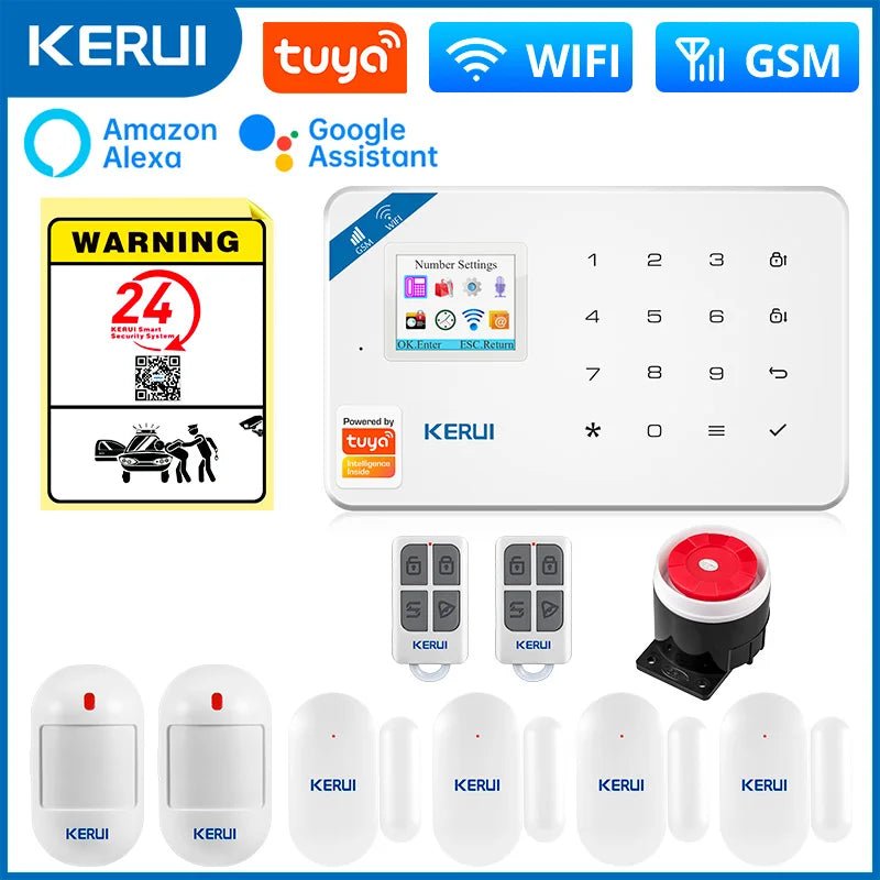 KERUI W181 système d'alarme sécurité maison WIFI GSM alarme Tuya détecteur de mouvement intelligent capteur de porte anti-cambriolage caméra IP travail Alexa Google - FATAONKERUI W181 système d'alarme sécurité maison WIFI GSM alarme Tuya détecteur de mouvement intelligent capteur de porte anti-cambriolage caméra IP travail Alexa GoogleSolutions MaisonFATAON