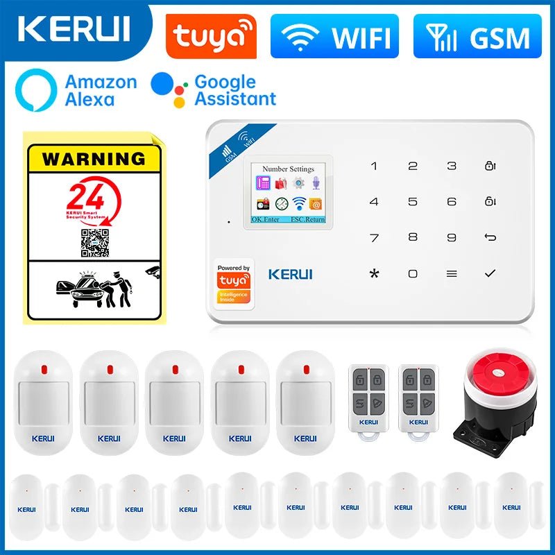 KERUI W181 système d'alarme sécurité maison WIFI GSM alarme Tuya détecteur de mouvement intelligent capteur de porte anti-cambriolage caméra IP travail Alexa Google - FATAONKERUI W181 système d'alarme sécurité maison WIFI GSM alarme Tuya détecteur de mouvement intelligent capteur de porte anti-cambriolage caméra IP travail Alexa GoogleSolutions MaisonFATAON