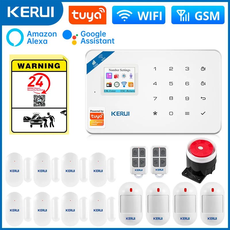 KERUI W181 système d'alarme sécurité maison WIFI GSM alarme Tuya détecteur de mouvement intelligent capteur de porte anti-cambriolage caméra IP travail Alexa Google - FATAONKERUI W181 système d'alarme sécurité maison WIFI GSM alarme Tuya détecteur de mouvement intelligent capteur de porte anti-cambriolage caméra IP travail Alexa GoogleSolutions MaisonFATAON
