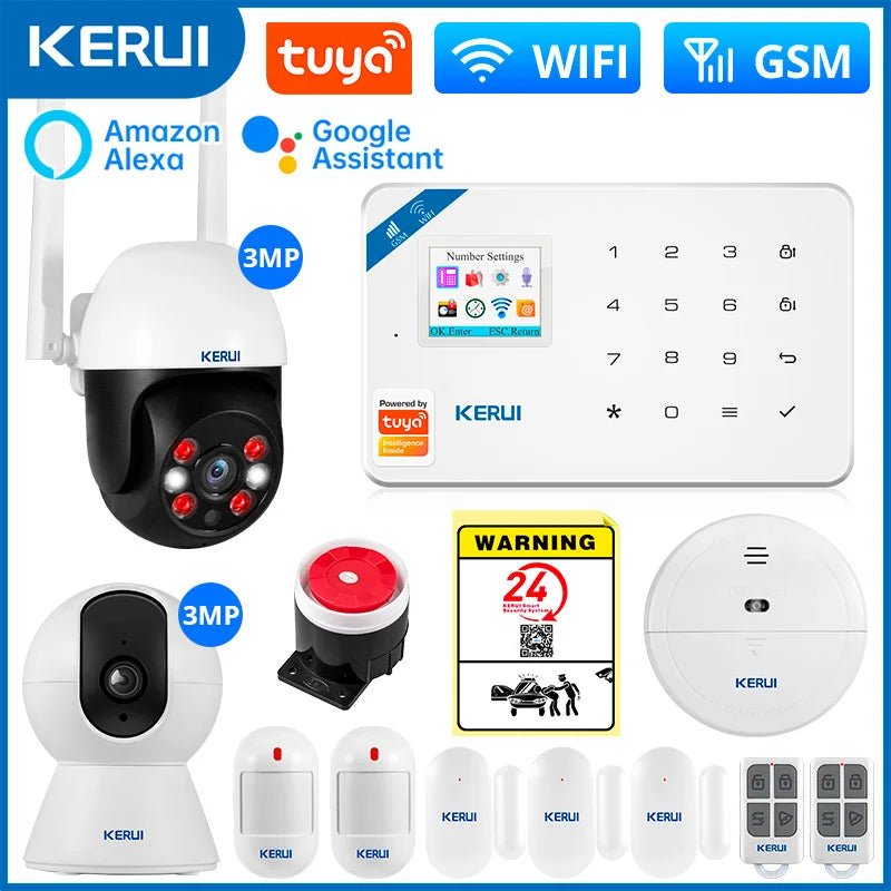 KERUI W181 système d'alarme sécurité maison WIFI GSM alarme Tuya détecteur de mouvement intelligent capteur de porte anti-cambriolage caméra IP travail Alexa Google - FATAONKERUI W181 système d'alarme sécurité maison WIFI GSM alarme Tuya détecteur de mouvement intelligent capteur de porte anti-cambriolage caméra IP travail Alexa GoogleSolutions MaisonFATAON