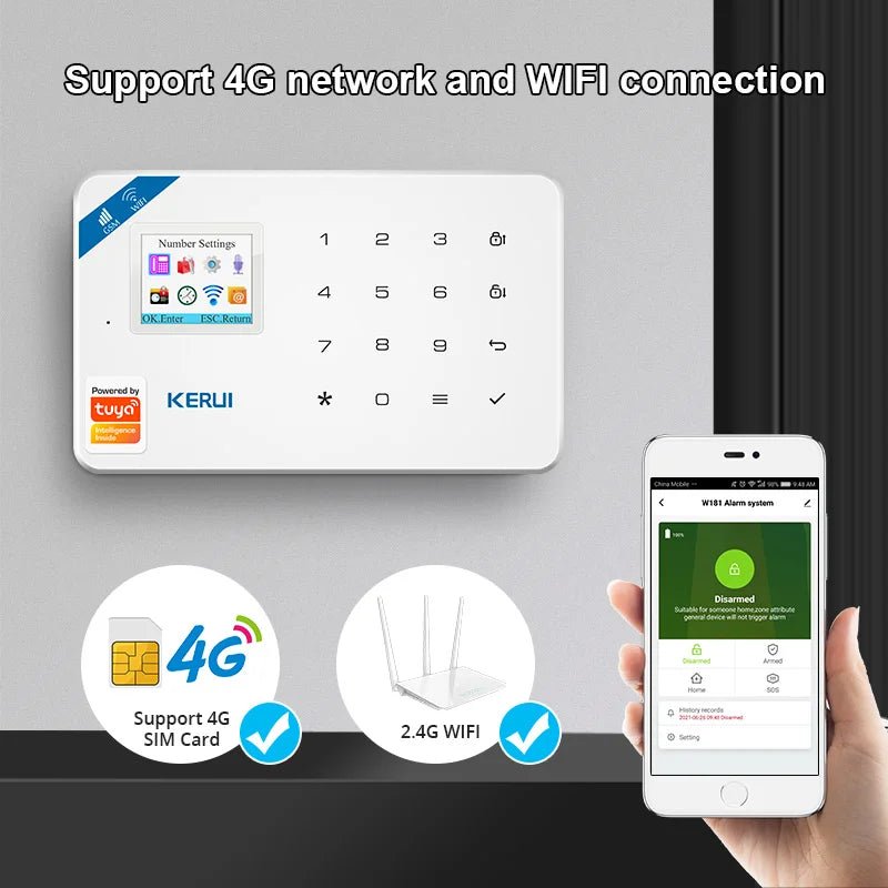KERUI W184-Capteur de mouvement intelligent Tuya, 4G, WiFi, 101 unité de système d'alarme, sans fil, compatible Alexa, anti-cambriolage, contrôle à domicile - FATAONKERUI W184-Capteur de mouvement intelligent Tuya, 4G, WiFi, 101 unité de système d'alarme, sans fil, compatible Alexa, anti-cambriolage, contrôle à domicileSolutions MaisonFATAON