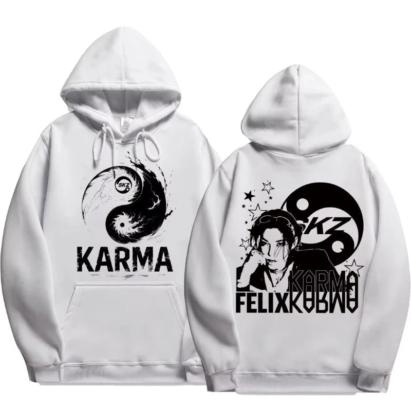 KPOP 4ème Album "KARMA" Sweat à capuche surdimensionné unisexe du même style FELIX HAN BANGCHAN CHANGBIN HYUNJIN LEE KNOW K-POP Merchandise Vêtements - FATAONKPOP 4ème Album "KARMA" Sweat à capuche surdimensionné unisexe du même style FELIX HAN BANGCHAN CHANGBIN HYUNJIN LEE KNOW K-POP Merchandise VêtementsMode HommeFATAON