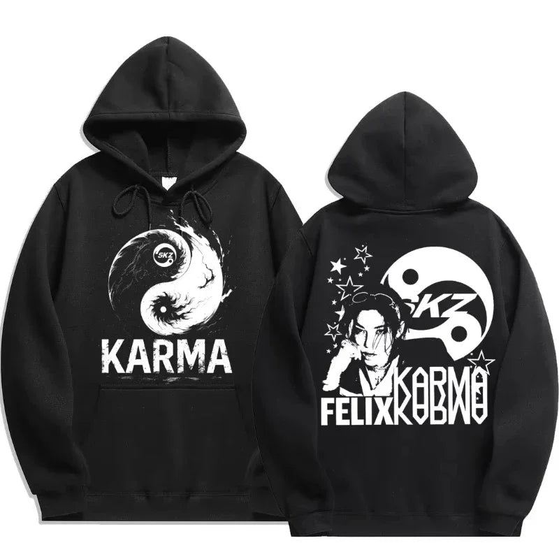 KPOP 4ème Album "KARMA" Sweat à capuche surdimensionné unisexe du même style FELIX HAN BANGCHAN CHANGBIN HYUNJIN LEE KNOW K-POP Merchandise Vêtements - FATAONKPOP 4ème Album "KARMA" Sweat à capuche surdimensionné unisexe du même style FELIX HAN BANGCHAN CHANGBIN HYUNJIN LEE KNOW K-POP Merchandise VêtementsMode HommeFATAON