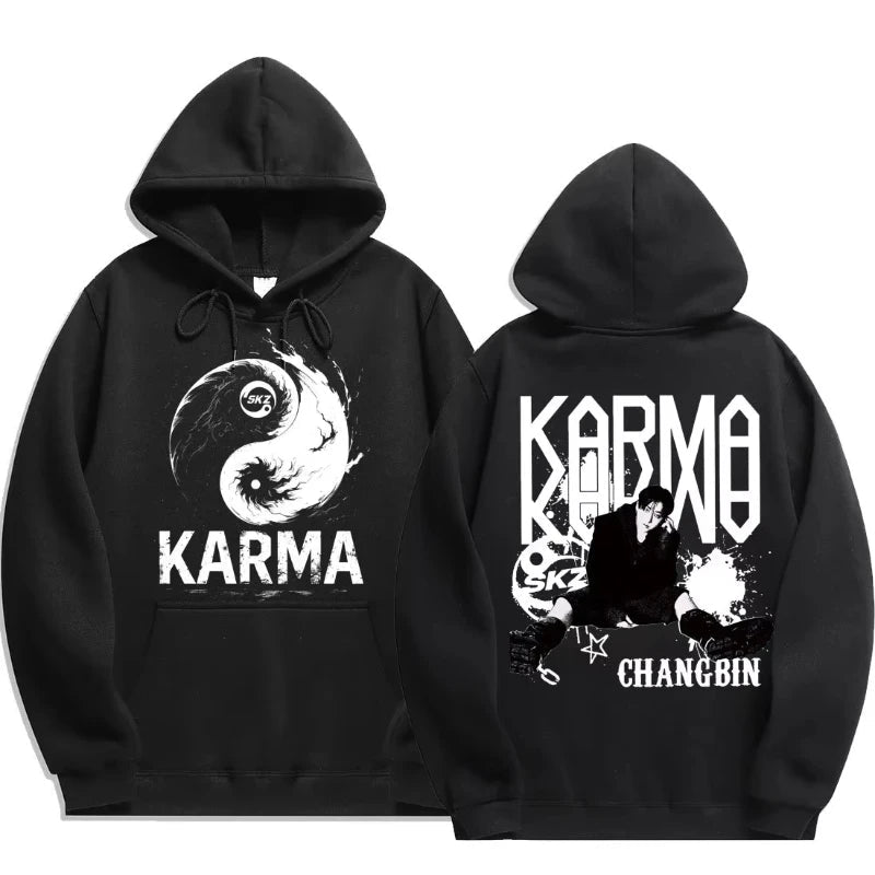 KPOP 4ème Album "KARMA" Sweat à capuche surdimensionné unisexe du même style FELIX HAN BANGCHAN CHANGBIN HYUNJIN LEE KNOW K-POP Merchandise Vêtements - FATAONKPOP 4ème Album "KARMA" Sweat à capuche surdimensionné unisexe du même style FELIX HAN BANGCHAN CHANGBIN HYUNJIN LEE KNOW K-POP Merchandise VêtementsMode HommeFATAON