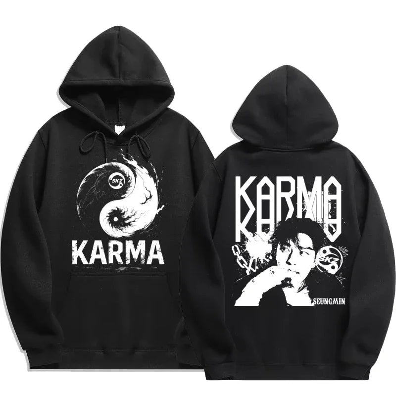 KPOP 4ème Album "KARMA" Sweat à capuche surdimensionné unisexe du même style FELIX HAN BANGCHAN CHANGBIN HYUNJIN LEE KNOW K-POP Merchandise Vêtements - FATAONKPOP 4ème Album "KARMA" Sweat à capuche surdimensionné unisexe du même style FELIX HAN BANGCHAN CHANGBIN HYUNJIN LEE KNOW K-POP Merchandise VêtementsMode HommeFATAON