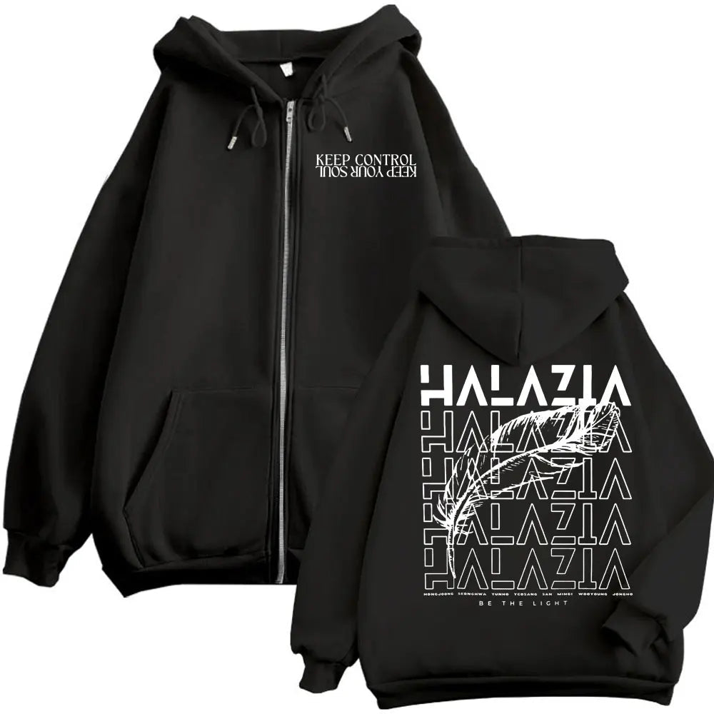Kpop ATEEZ "FlX ON" Merch sweat à capuche avec fermeture éclair hommes femmes haute qualité mode veste zippée manteau automne hiver décontracté sweat-shirts amples - FATAONKpop ATEEZ "FlX ON" Merch sweat à capuche avec fermeture éclair hommes femmes haute qualité mode veste zippée manteau automne hiver décontracté sweat-shirts amplesMode HommeFATAON