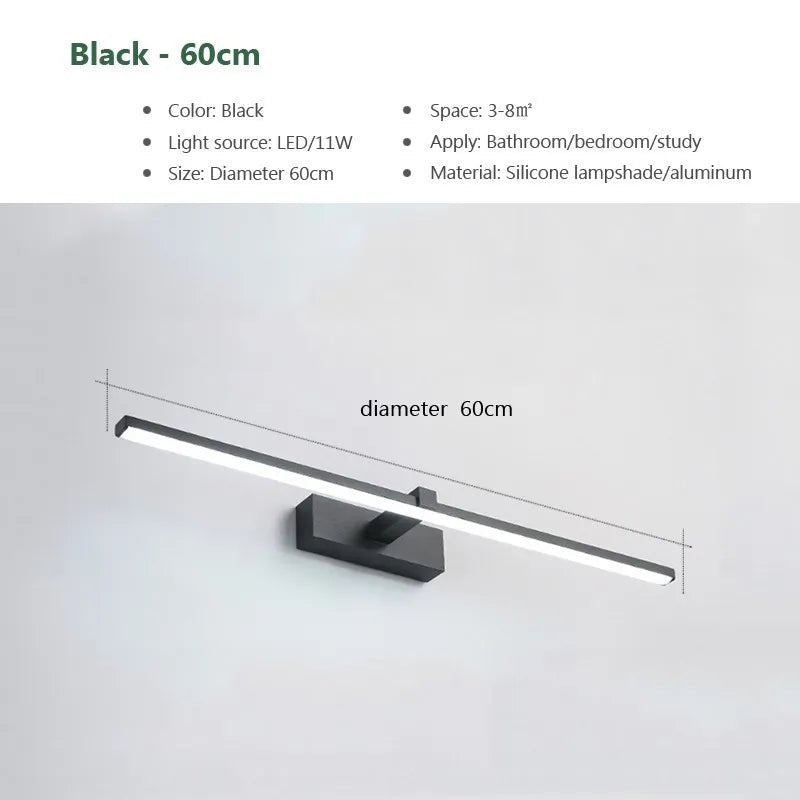 Led miroir lumières appliques salle de bain étanche blanc noir LED lampe plate moderne intérieur applique salle de bain éclairage maquillage - FATAONLed miroir lumières appliques salle de bain étanche blanc noir LED lampe plate moderne intérieur applique salle de bain éclairage maquillageSolutions MaisonFATAON