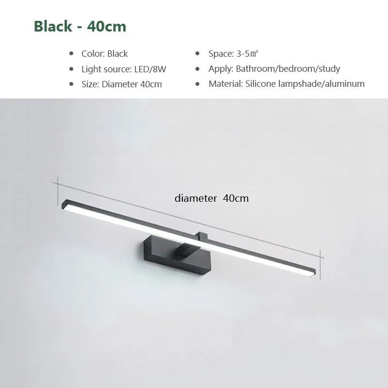 Led miroir lumières appliques salle de bain étanche blanc noir LED lampe plate moderne intérieur applique salle de bain éclairage maquillage - FATAONLed miroir lumières appliques salle de bain étanche blanc noir LED lampe plate moderne intérieur applique salle de bain éclairage maquillageSolutions MaisonFATAON
