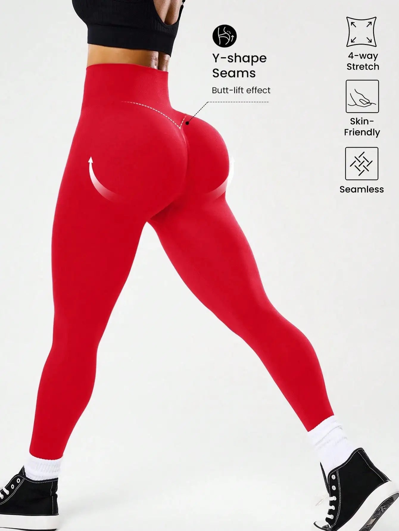 Leggings de fitness taille haute pour femmes, contrôle du ventre, cul de pêche, avec dos en V, respirants, à séchage rapide et surélevés, les plus vendus - FATAONLeggings de fitness taille haute pour femmes, contrôle du ventre, cul de pêche, avec dos en V, respirants, à séchage rapide et surélevés, les plus vendusFitness FemmeFATAON
