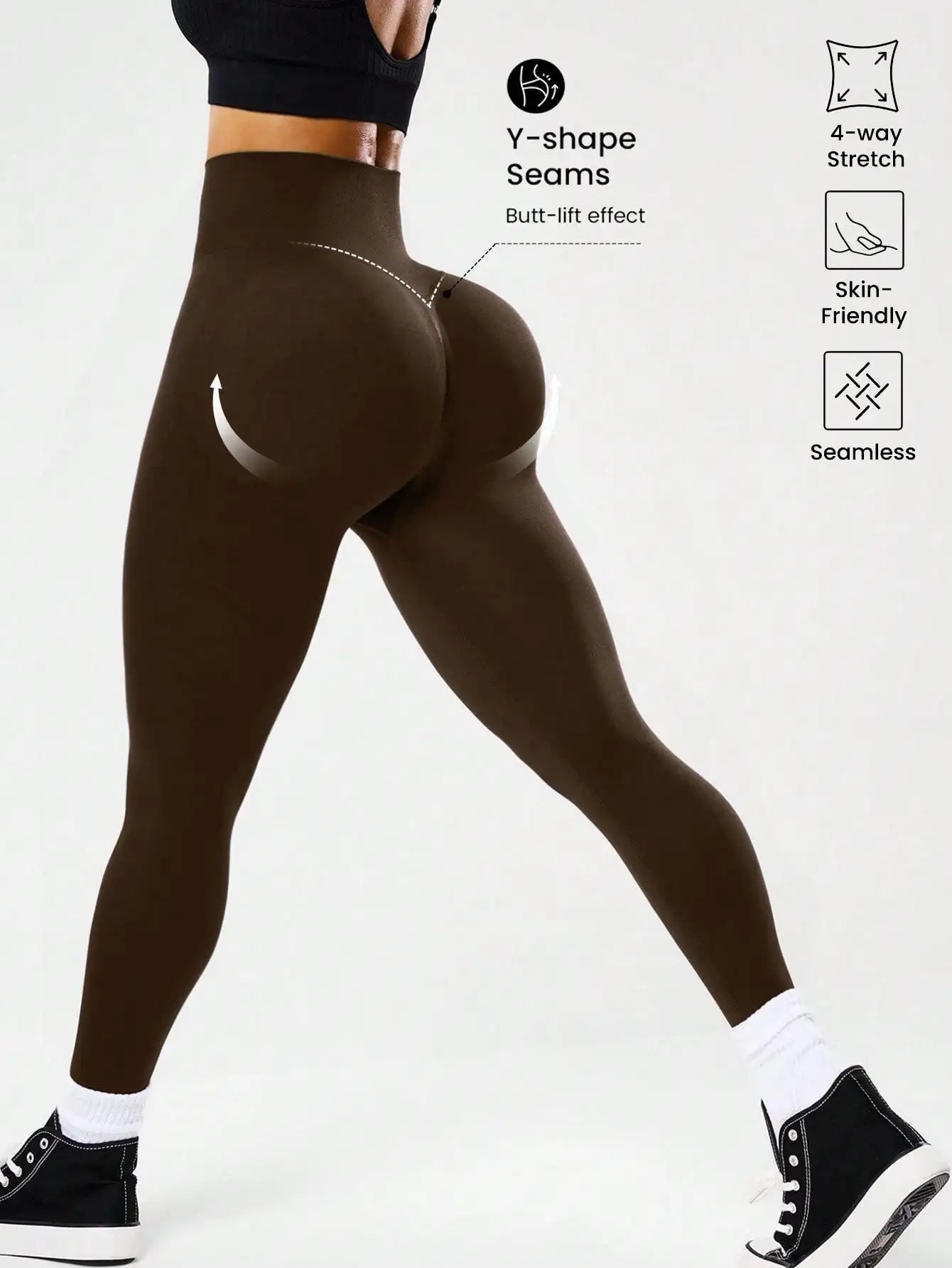 Leggings de fitness taille haute pour femmes, contrôle du ventre, cul de pêche, avec dos en V, respirants, à séchage rapide et surélevés, les plus vendus - FATAONLeggings de fitness taille haute pour femmes, contrôle du ventre, cul de pêche, avec dos en V, respirants, à séchage rapide et surélevés, les plus vendusFitness FemmeFATAON