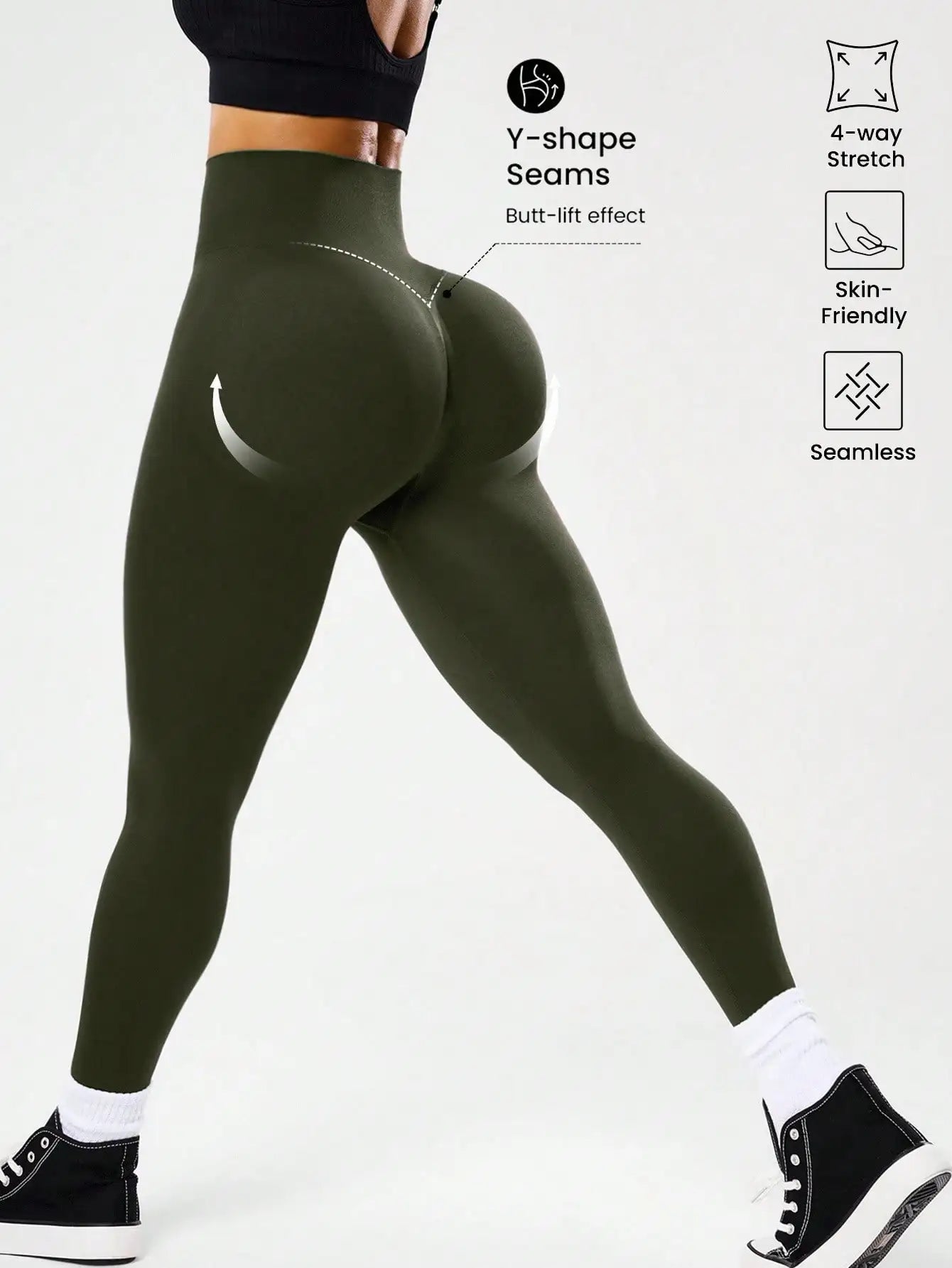 Leggings de fitness taille haute pour femmes, contrôle du ventre, cul de pêche, avec dos en V, respirants, à séchage rapide et surélevés, les plus vendus - FATAONLeggings de fitness taille haute pour femmes, contrôle du ventre, cul de pêche, avec dos en V, respirants, à séchage rapide et surélevés, les plus vendusFitness FemmeFATAON