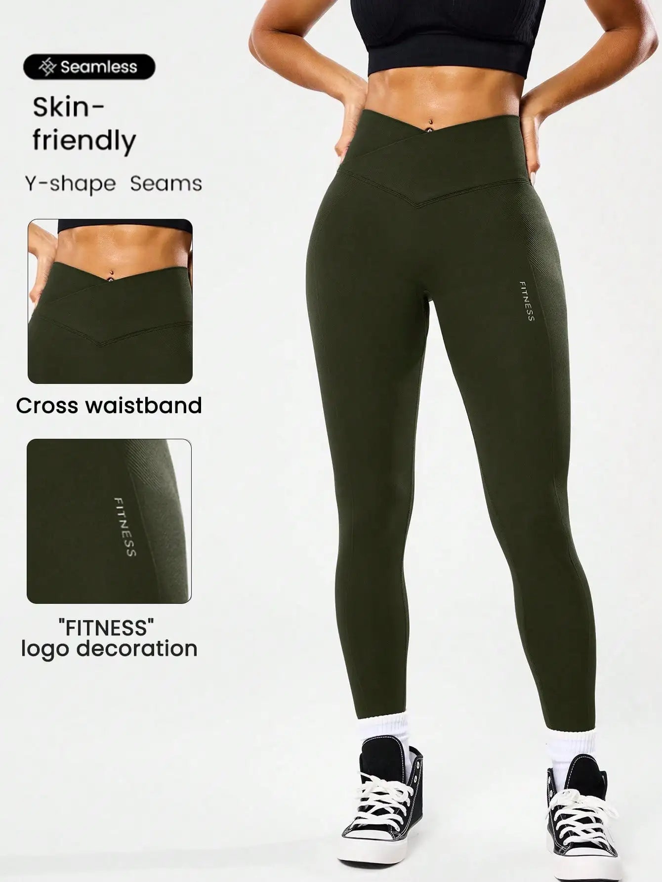 Leggings de fitness taille haute pour femmes, contrôle du ventre, cul de pêche, avec dos en V, respirants, à séchage rapide et surélevés, les plus vendus - FATAONLeggings de fitness taille haute pour femmes, contrôle du ventre, cul de pêche, avec dos en V, respirants, à séchage rapide et surélevés, les plus vendusFitness FemmeFATAON