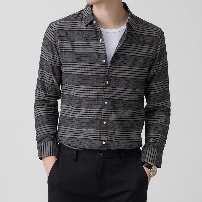 Long Sleeve Shirt Light Business Casual Linen Striped Shirt for Men - Fix & GoLong Sleeve Shirt Light Business Casual Linen Striped Shirt for MenFix & Go