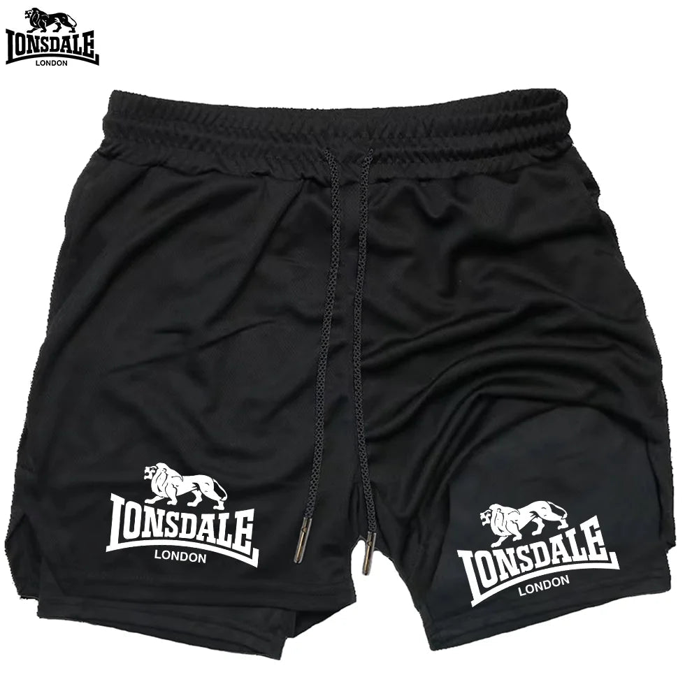 LONSDALE short de Fitness imprimé motif pour hommes Double couche 2 en 1 séchage rapide Fitness loisirs de plein air entraînement short de sport - FATAONLONSDALE short de Fitness imprimé motif pour hommes Double couche 2 en 1 séchage rapide Fitness loisirs de plein air entraînement short de sportMode HommeFATAON