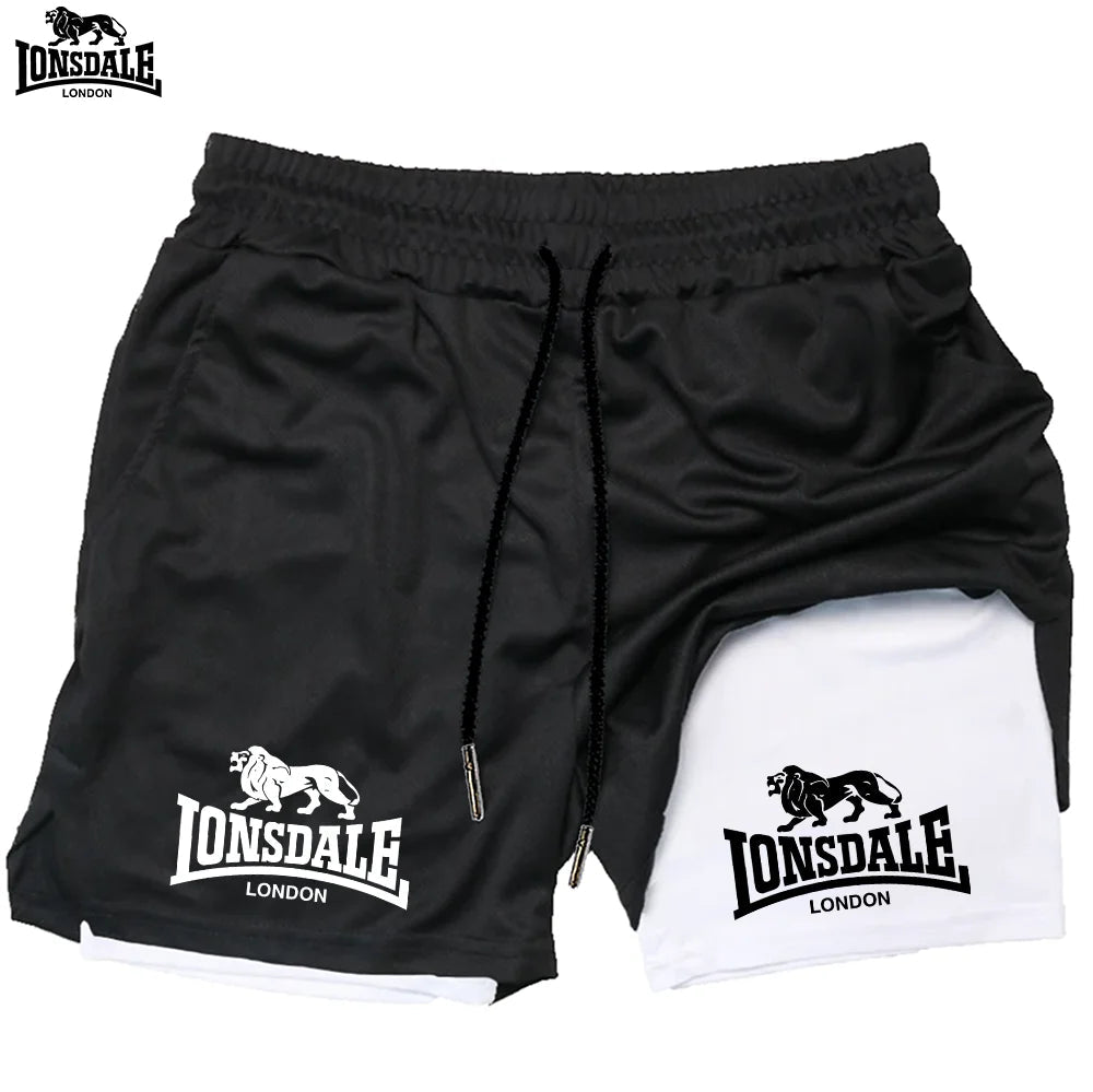 LONSDALE short de Fitness imprimé motif pour hommes Double couche 2 en 1 séchage rapide Fitness loisirs de plein air entraînement short de sport - FATAONLONSDALE short de Fitness imprimé motif pour hommes Double couche 2 en 1 séchage rapide Fitness loisirs de plein air entraînement short de sportMode HommeFATAON