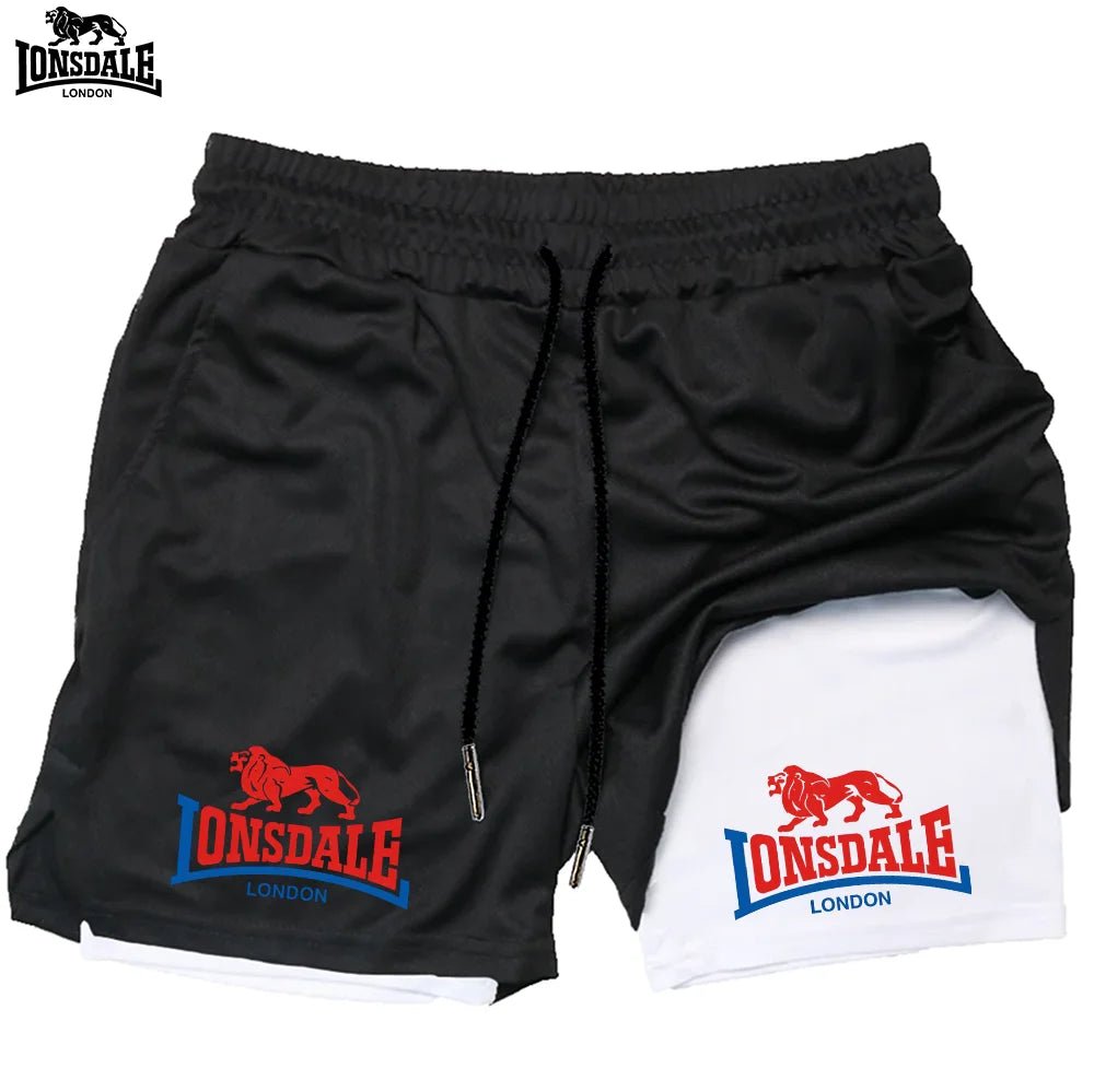 LONSDALE short de Fitness imprimé motif pour hommes Double couche 2 en 1 séchage rapide Fitness loisirs de plein air entraînement short de sport - FATAONLONSDALE short de Fitness imprimé motif pour hommes Double couche 2 en 1 séchage rapide Fitness loisirs de plein air entraînement short de sportMode HommeFATAON