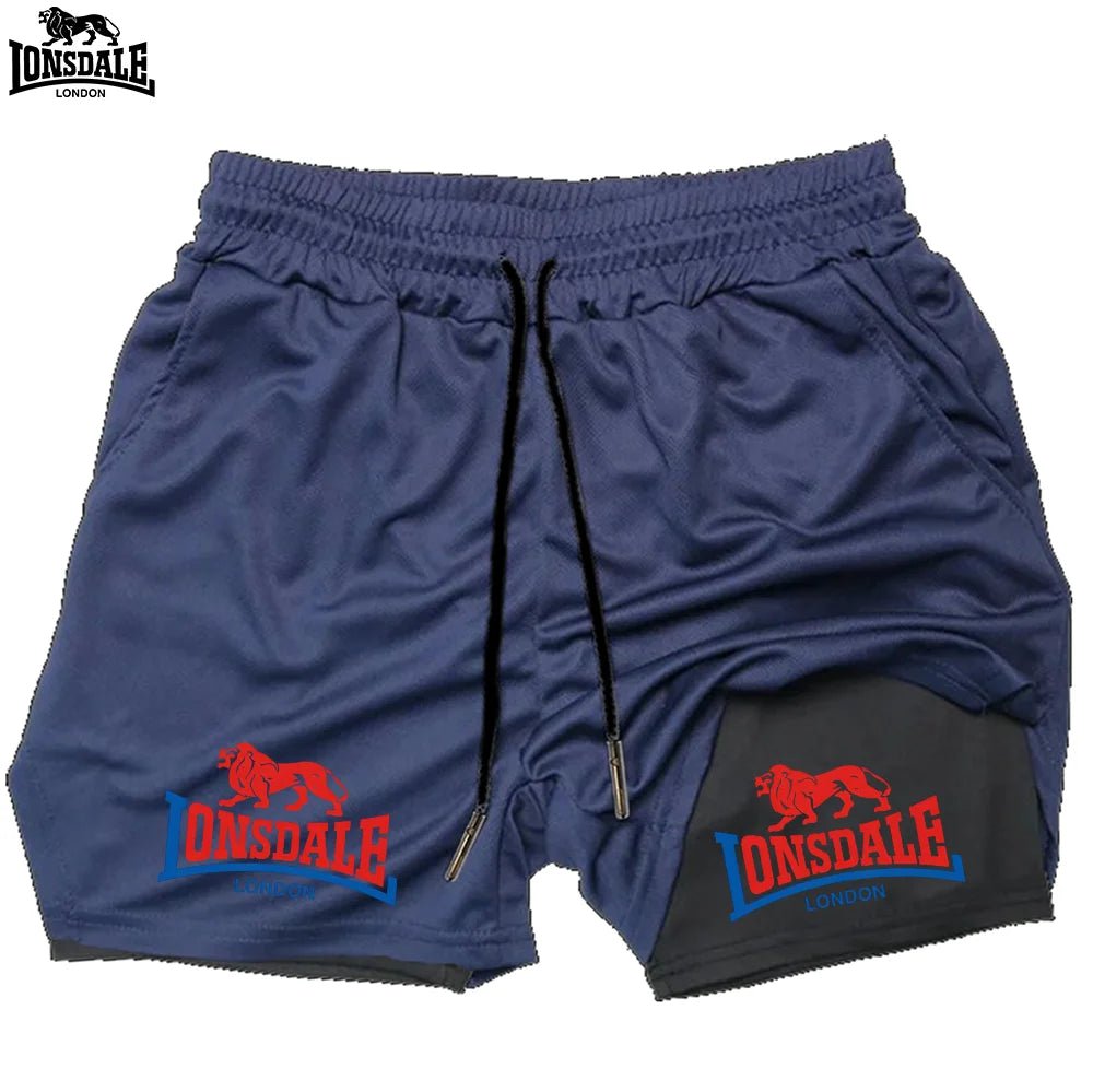 LONSDALE short de Fitness imprimé motif pour hommes Double couche 2 en 1 séchage rapide Fitness loisirs de plein air entraînement short de sport - FATAONLONSDALE short de Fitness imprimé motif pour hommes Double couche 2 en 1 séchage rapide Fitness loisirs de plein air entraînement short de sportMode HommeFATAON