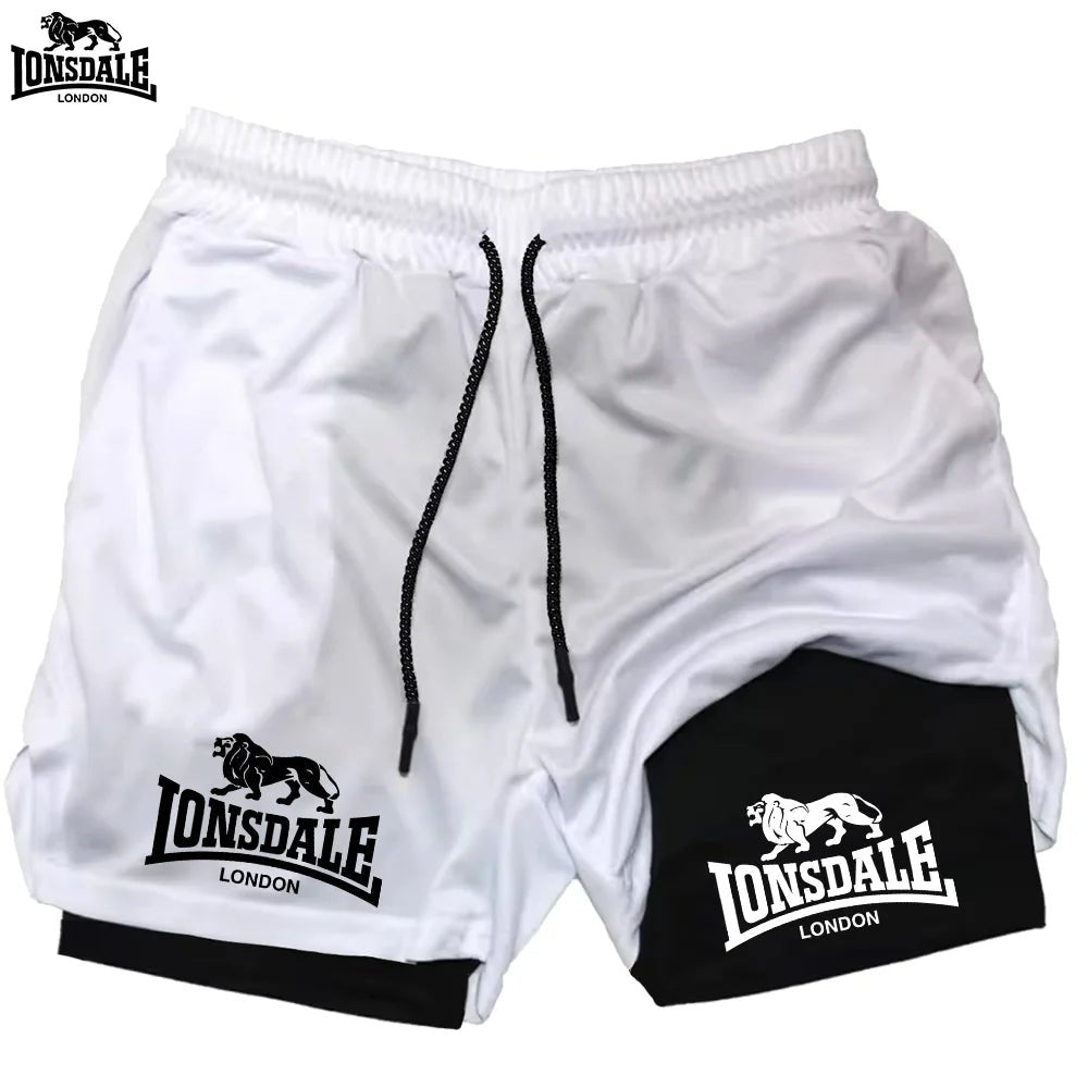 LONSDALE short de Fitness imprimé motif pour hommes Double couche 2 en 1 séchage rapide Fitness loisirs de plein air entraînement short de sport - FATAONLONSDALE short de Fitness imprimé motif pour hommes Double couche 2 en 1 séchage rapide Fitness loisirs de plein air entraînement short de sportMode HommeFATAON