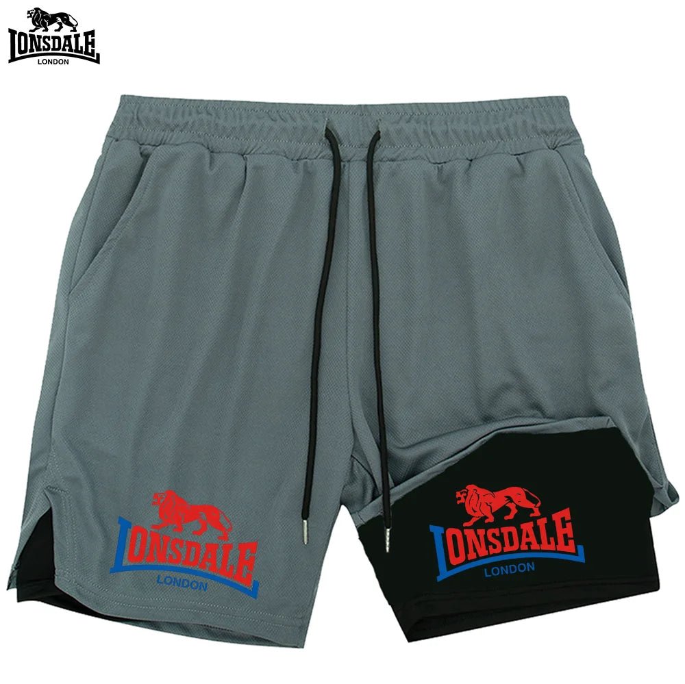 LONSDALE short de Fitness imprimé motif pour hommes Double couche 2 en 1 séchage rapide Fitness loisirs de plein air entraînement short de sport - FATAONLONSDALE short de Fitness imprimé motif pour hommes Double couche 2 en 1 séchage rapide Fitness loisirs de plein air entraînement short de sportMode HommeFATAON