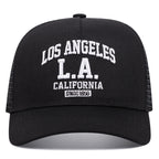 LOS ANGELES embroidered men's and women's outdoor sports event cap American trucker net hat trend fashion - FATAONLOS ANGELES embroidered men's and women's outdoor sports event cap American trucker net hat trend fashionMode HommeFATAON