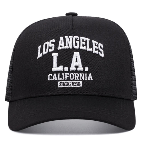 LOS ANGELES embroidered men's and women's outdoor sports event cap American trucker net hat trend fashion - FATAONLOS ANGELES embroidered men's and women's outdoor sports event cap American trucker net hat trend fashionMode HommeFATAON