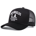 LOS ANGELES embroidered men's and women's outdoor sports event cap American trucker net hat trend fashion - FATAONLOS ANGELES embroidered men's and women's outdoor sports event cap American trucker net hat trend fashionMode HommeFATAON