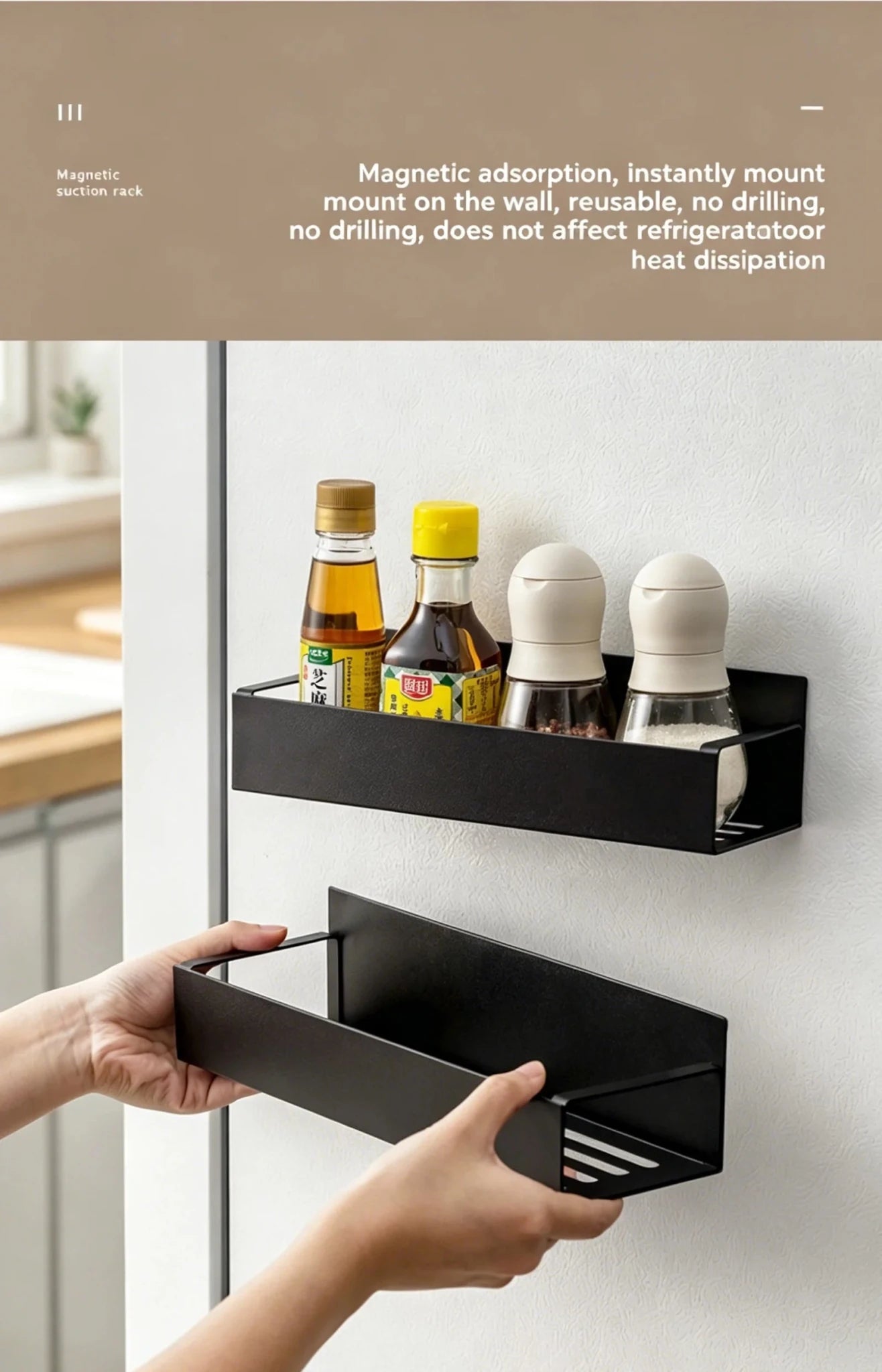 Lot de 2 étagères de rangement magnétiques multifonctionnelles pour cuisine, réfrigérateur et machine à laver, à suspendre latéralement - FATAONLot de 2 étagères de rangement magnétiques multifonctionnelles pour cuisine, réfrigérateur et machine à laver, à suspendre latéralementSolutions MaisonFATAON