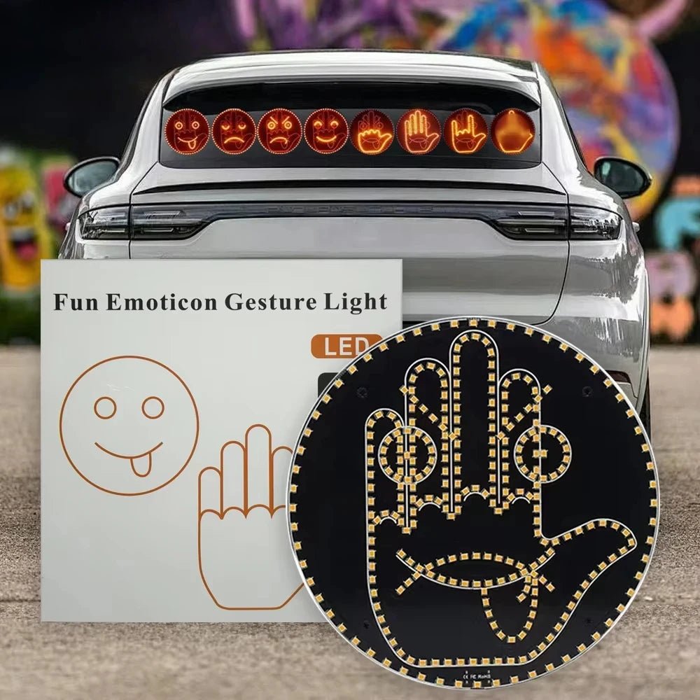 Lumière LED d'expression faciale amusante pour voiture, avec télécommande, fenêtre arrière, lampe de rappel d'avertissement multifonction, accessoires extérieurs - FATAONLumière LED d'expression faciale amusante pour voiture, avec télécommande, fenêtre arrière, lampe de rappel d'avertissement multifonction, accessoires extérieursAccessoire AutoFATAON