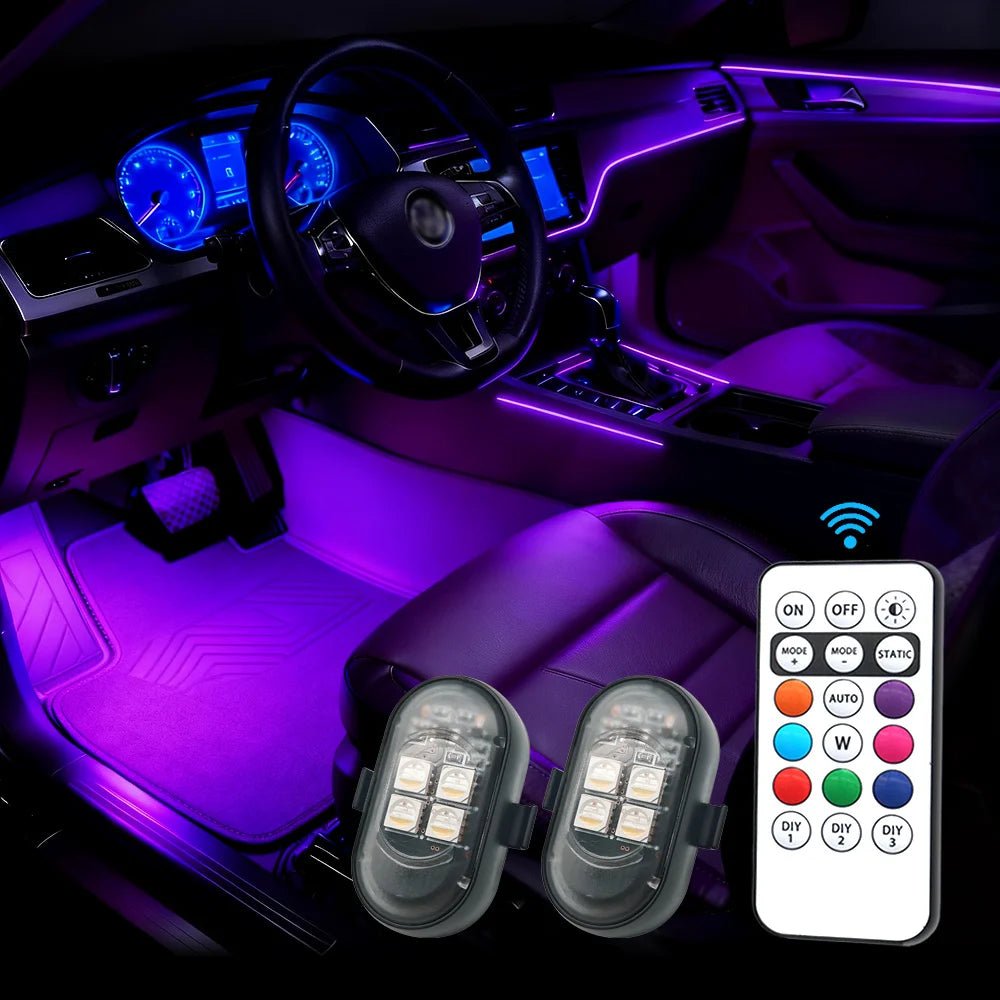 Lumières décoratives LED pour voiture, lampe d'ambiance sans fil/télécommandée | Mode multicolore | Charge USB | Pour l'intérieur, grille, feux de signalisation - FATAONLumières décoratives LED pour voiture, lampe d'ambiance sans fil/télécommandée | Mode multicolore | Charge USB | Pour l'intérieur, grille, feux de signalisationAccessoire AutoFATAON