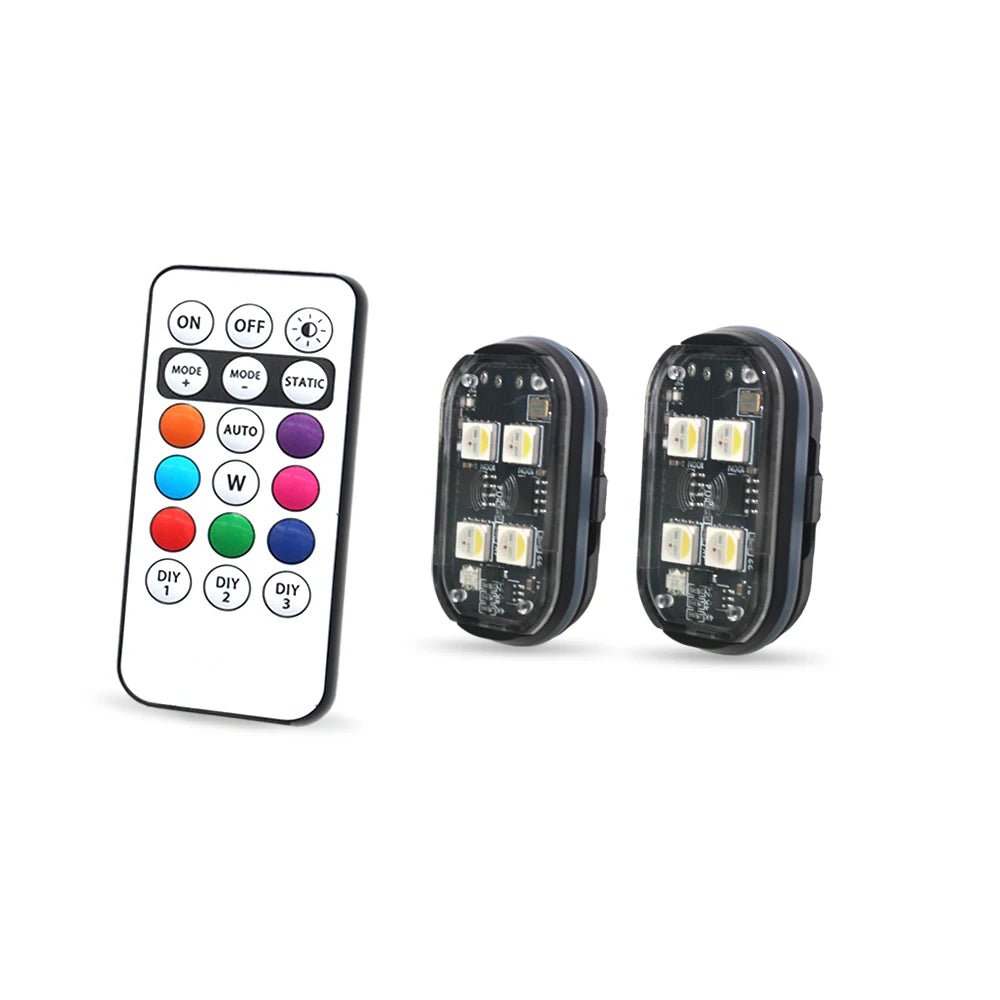 Lumières stroboscopiques LED sans fil, lumière d'ambiance de décoration de voiture, lumières Led rechargeables 8 couleurs, voyant d'avertissement Anti-Collision, 2/4 pièces - FATAONLumières stroboscopiques LED sans fil, lumière d'ambiance de décoration de voiture, lumières Led rechargeables 8 couleurs, voyant d'avertissement Anti-Collision, 2/4 piècesAccessoire AutoFATAON