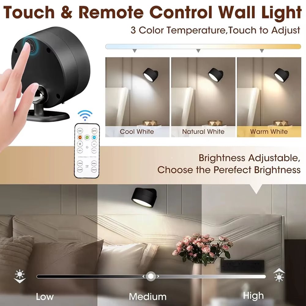 Magnetic LED Wall Light Night Dimmable Magnetic Picture Lights 360° Rotation Touch Remote Control Cabinet Spotlight Night Lamp - Fix & GoMagnetic LED Wall Light Night Dimmable Magnetic Picture Lights 360° Rotation Touch Remote Control Cabinet Spotlight Night LampFix & Go
