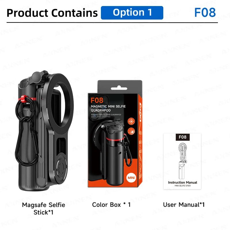 Magnetic Mini Selfie Stick Tripod for Cellphone with Extension Rod Wireless Remote, Fill Light Option, for Smartphone Vlog Shoot - Fix & GoMagnetic Mini Selfie Stick Tripod for Cellphone with Extension Rod Wireless Remote, Fill Light Option, for Smartphone Vlog ShootVidéo & PhotoFix & Go