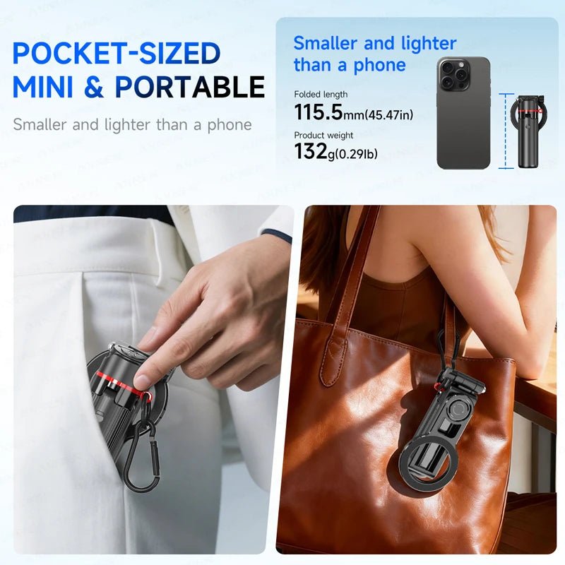 Magnetic Mini Selfie Stick Tripod for Cellphone with Extension Rod Wireless Remote, Fill Light Option, for Smartphone Vlog Shoot - Fix & GoMagnetic Mini Selfie Stick Tripod for Cellphone with Extension Rod Wireless Remote, Fill Light Option, for Smartphone Vlog ShootVidéo & PhotoFix & Go