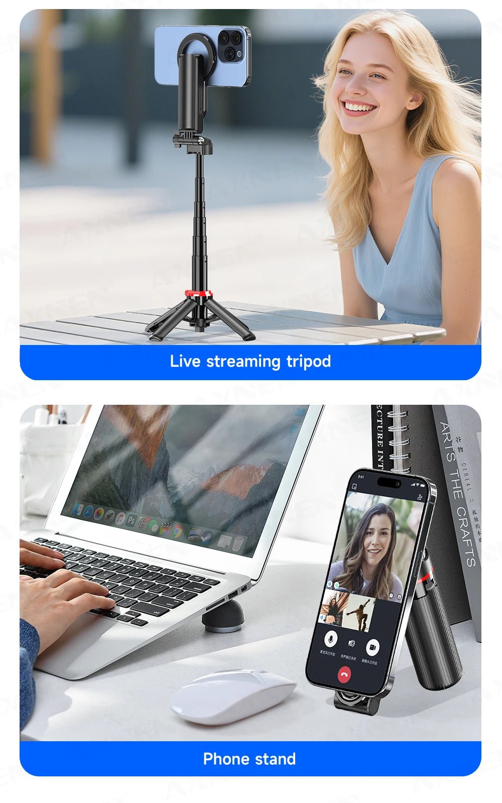 Magnetic Mini Selfie Stick Tripod for Cellphone with Extension Rod Wireless Remote, Fill Light Option, for Smartphone Vlog Shoot - Fix & GoMagnetic Mini Selfie Stick Tripod for Cellphone with Extension Rod Wireless Remote, Fill Light Option, for Smartphone Vlog ShootVidéo & PhotoFix & Go