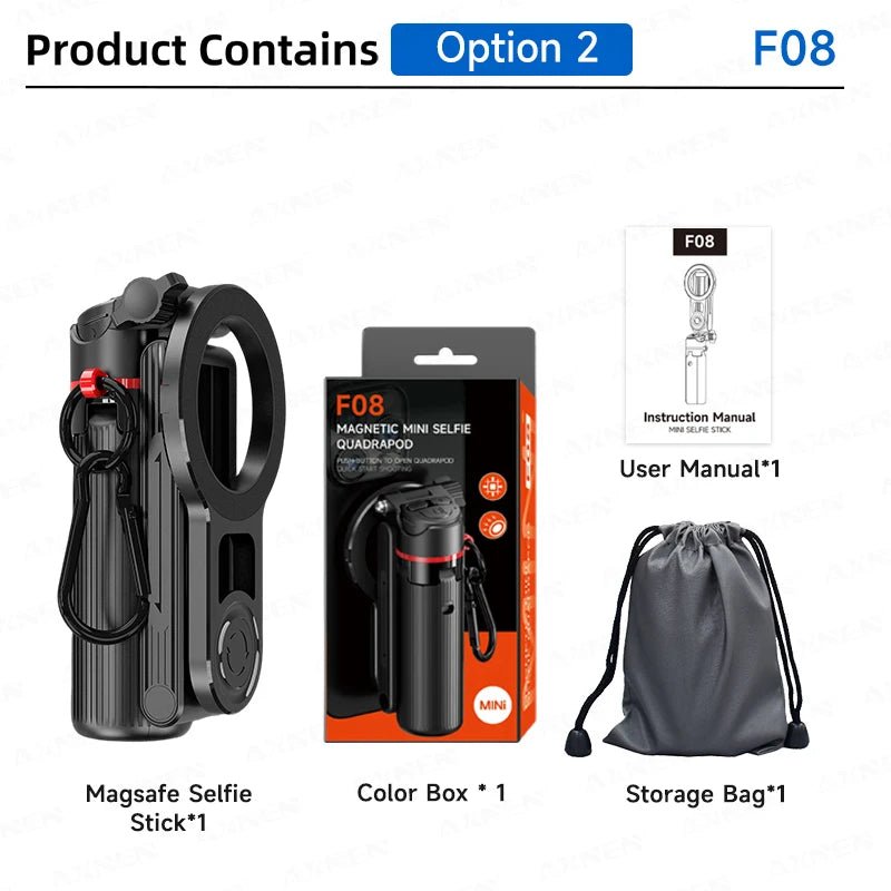Magnetic Mini Selfie Stick Tripod for Cellphone with Extension Rod Wireless Remote, Fill Light Option, for Smartphone Vlog Shoot - Fix & GoMagnetic Mini Selfie Stick Tripod for Cellphone with Extension Rod Wireless Remote, Fill Light Option, for Smartphone Vlog ShootVidéo & PhotoFix & Go