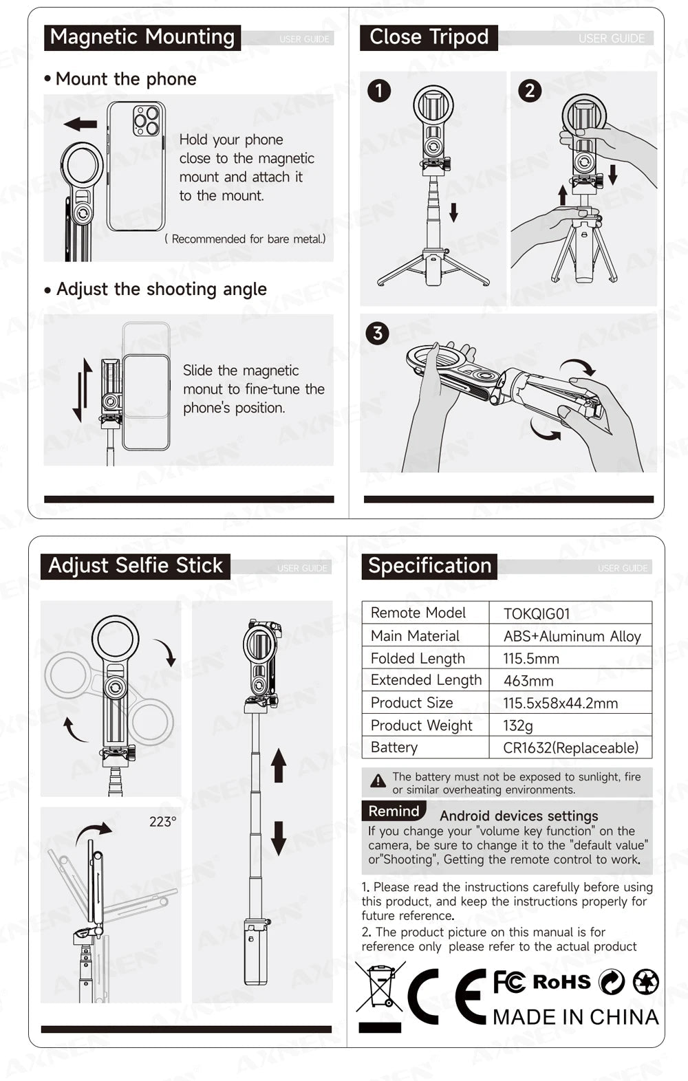 Magnetic Mini Selfie Stick Tripod for Cellphone with Extension Rod Wireless Remote, Fill Light Option, for Smartphone Vlog Shoot - Fix & GoMagnetic Mini Selfie Stick Tripod for Cellphone with Extension Rod Wireless Remote, Fill Light Option, for Smartphone Vlog ShootVidéo & PhotoFix & Go