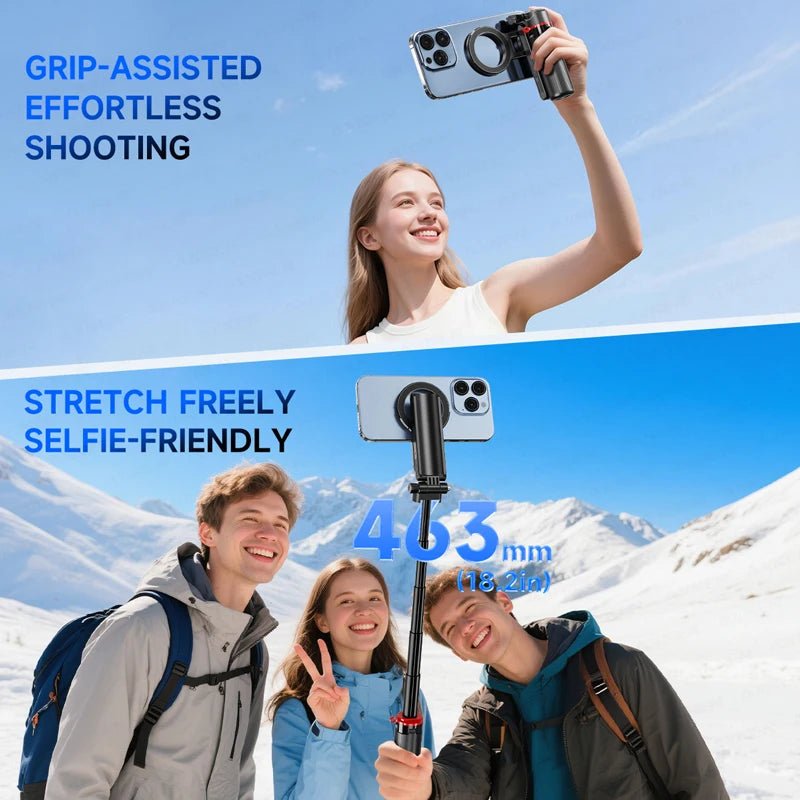 Magnetic Mini Selfie Stick Tripod for Cellphone with Extension Rod Wireless Remote, Fill Light Option, for Smartphone Vlog Shoot - Fix & GoMagnetic Mini Selfie Stick Tripod for Cellphone with Extension Rod Wireless Remote, Fill Light Option, for Smartphone Vlog ShootVidéo & PhotoFix & Go