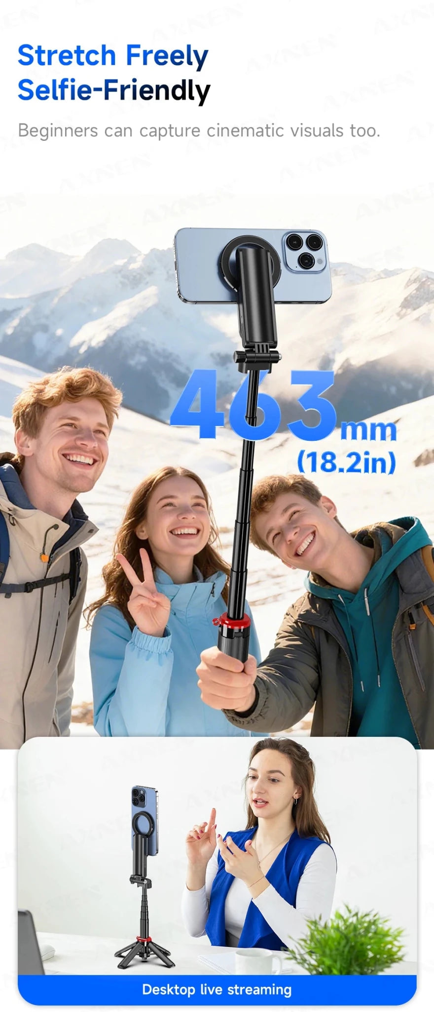 Magnetic Mini Selfie Stick Tripod for Cellphone with Extension Rod Wireless Remote, Fill Light Option, for Smartphone Vlog Shoot - Fix & GoMagnetic Mini Selfie Stick Tripod for Cellphone with Extension Rod Wireless Remote, Fill Light Option, for Smartphone Vlog ShootVidéo & PhotoFix & Go