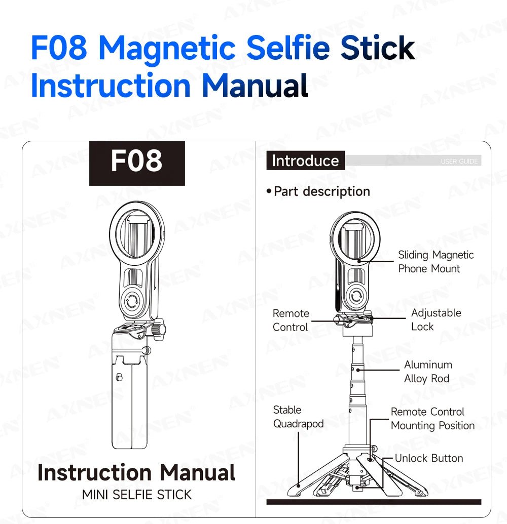 Magnetic Mini Selfie Stick Tripod for Cellphone with Extension Rod Wireless Remote, Fill Light Option, for Smartphone Vlog Shoot - Fix & GoMagnetic Mini Selfie Stick Tripod for Cellphone with Extension Rod Wireless Remote, Fill Light Option, for Smartphone Vlog ShootVidéo & PhotoFix & Go